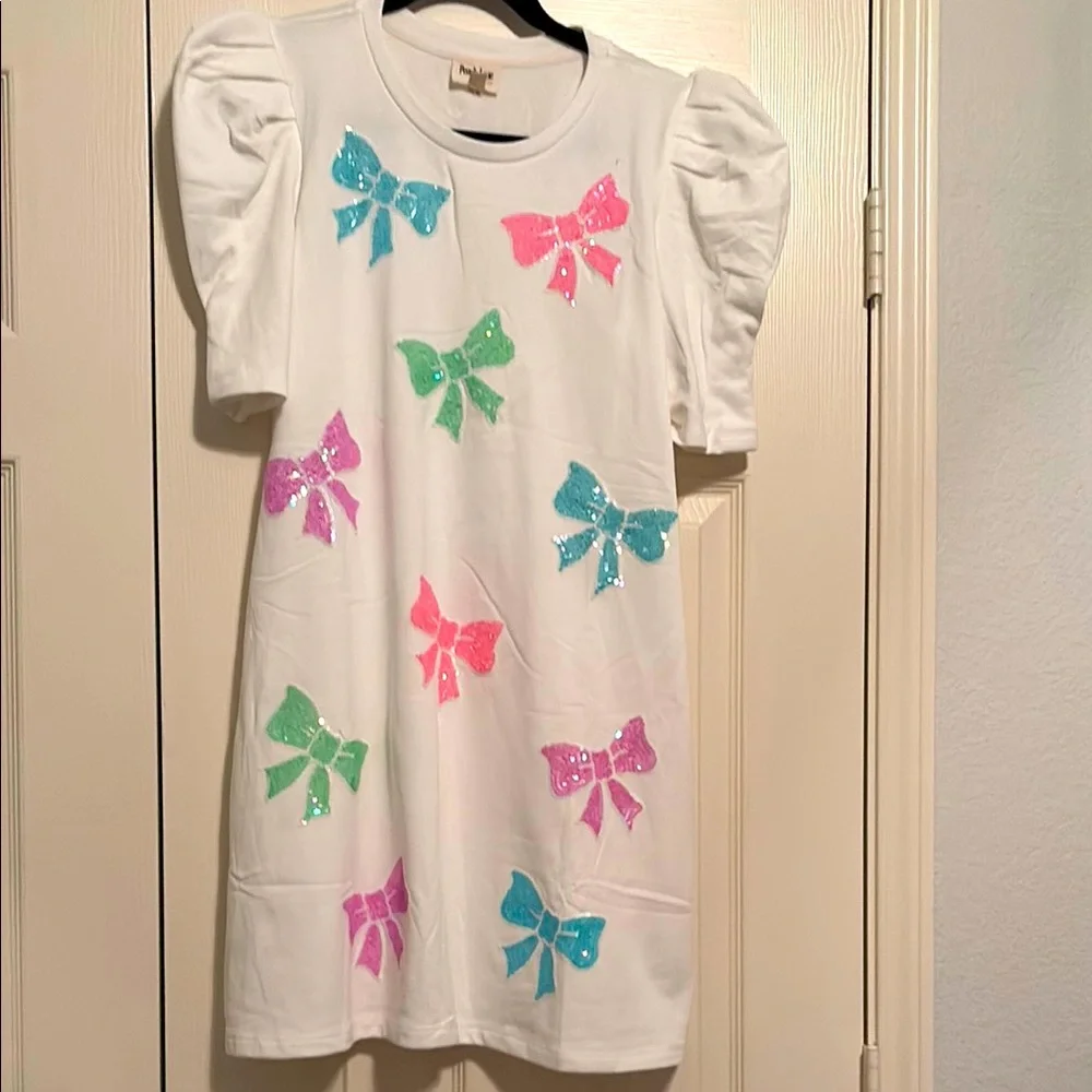 NWOT sequin bow dress - Picture 1 of 6